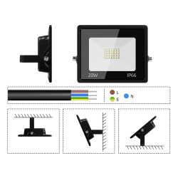 Naświetlacz halogen reflektor led 20w 6000k zewnętrzny wodoodporny ip66
