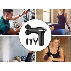 Pistolet do masażu pleców ciała nóg masażer mocny massage gun 4 końcówki