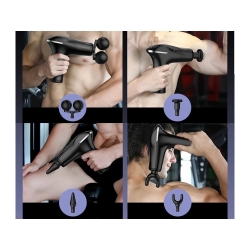 Pistolet do masażu pleców ciała nóg masażer mocny massage gun 4 końcówki