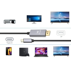 Kabel przewód displayport usb typ-c 1.4 video audio usb-c 8k 4k 2k 1,8m