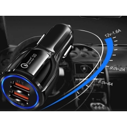 Ładowarka samochodowa do gniazd zapalniczki 2xusb quickcharge 3.0 szybka