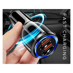 Ładowarka samochodowa do gniazd zapalniczki 2xusb quickcharge 3.0 szybka