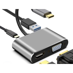 Adapter przejściówka usb-c do hdmi 4k vga hub usb 3.0 usb-c power delivery