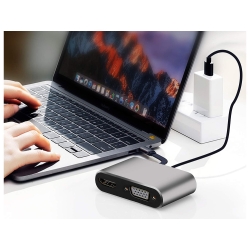 Adapter przejściówka usb-c do hdmi 4k vga hub usb 3.0 usb-c power delivery