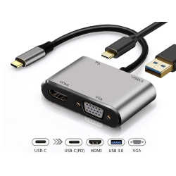 Adapter przejściówka usb-c do hdmi 4k vga hub usb 3.0 usb-c power delivery