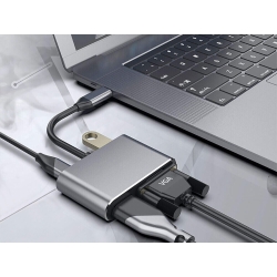 Adapter przejściówka usb-c do hdmi 4k vga hub usb 3.0 usb-c power delivery