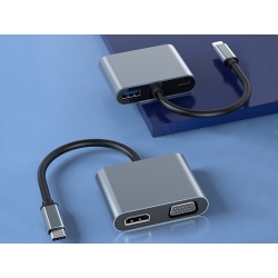 Adapter przejściówka usb-c do hdmi 4k vga hub usb 3.0 usb-c power delivery