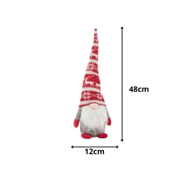 Skrzat krasnal świąteczny szary gnom z brodą pod choinkę 48cm miękki
