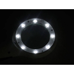 Lupa do czytania szkło powiększające 4x 8 led uv