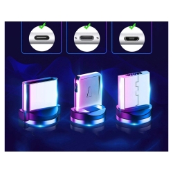 Kabel magnetyczny przwód do ładowania 3w1 micro typ-c usb lightning 1m