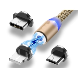 Kabel magnetyczny przwód do ładowania 3w1 micro typ-c usb lightning 1m