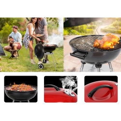 Grill węglowy brykietowy ogrodowy kółka pokrywa okrągły zamykany przenośny