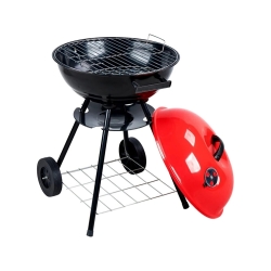 Grill węglowy brykietowy ogrodowy kółka pokrywa okrągły zamykany przenośny