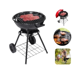 Grill węglowy brykietowy ogrodowy kółka pokrywa okrągły zamykany przenośny