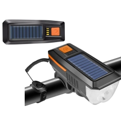 Lampka rowerowa przednia led z klaksonem sygnałem solarna na kierownicę