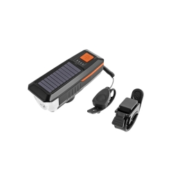 Lampka rowerowa przednia led z klaksonem sygnałem solarna na kierownicę