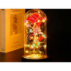 Wieczna róża w szkle prezent led rgb świecąca czerwona szklana na okazję