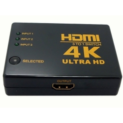 Switch rozdzielacz 3x do 1 hdmi 4k uhd + pilot ir