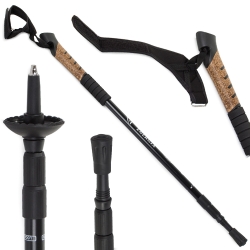 Kij Nordic Walking Z Korkową Rączką Kolor Czarny