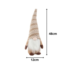 Skrzat krasnal świąteczny brązowy gnom z brodą pod choinkę 48cm miękki