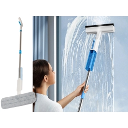 Mop płaski ze spryskiwaczem spray ściągaczka do okien myjka 3x nakładki 2w1