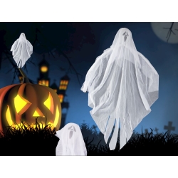 Dekoracja halloween wisząca ozdoba duch biała krzyk szkielet zjawa 65cm