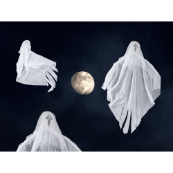 Dekoracja halloween wisząca ozdoba duch biała krzyk szkielet zjawa 65cm