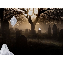 Dekoracja halloween wisząca ozdoba duch biała krzyk szkielet zjawa 65cm