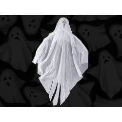 Dekoracja halloween wisząca ozdoba duch biała krzyk szkielet zjawa 65cm