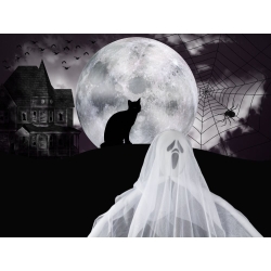 Dekoracja halloween wisząca ozdoba duch biała krzyk szkielet zjawa 65cm