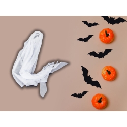 Dekoracja halloween wisząca ozdoba duch biała krzyk szkielet zjawa 65cm