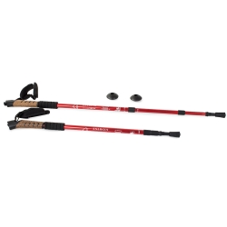 Kij Nordic Walking Z Korkową Rączką Kolor Czerwony