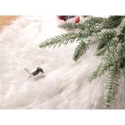 Dywanik pod choinkę na święta mata futerko biały okrągły 90cm okrągły