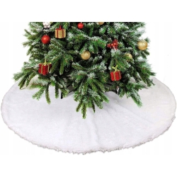 Dywanik pod choinkę na święta mata futerko biały okrągły 90cm okrągły