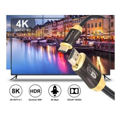 Kabel przewód hdmi 2.1 video ultra high speed 8k 60hz 4k 120hz hq gold 3m