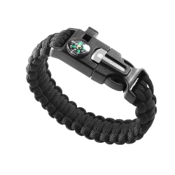 Bransoletka survival opaska 5w1 kompas krzesiwo linka nóż linka paracord