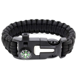 Bransoletka survival opaska 5w1 kompas krzesiwo linka nóż linka paracord