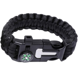 Bransoletka survival opaska 5w1 kompas krzesiwo linka nóż linka paracord