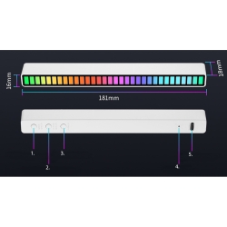 Ledy usb reakcja na dźwięk multikolor neon listwa rgb led mruga 18 trybów