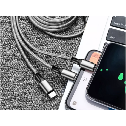 Kabel usb 3w1 do telefonu przewód lightning iphone micro usb type-c 1,2m