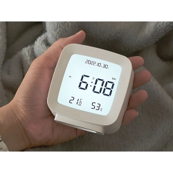 Zegar budzik z datą i temperaturą z funkcją drzemki lcd wilgoć w powietrzu