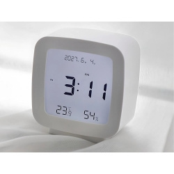 Zegar budzik z datą i temperaturą z funkcją drzemki lcd wilgoć w powietrzu