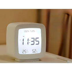 Zegar budzik z datą i temperaturą z funkcją drzemki lcd wilgoć w powietrzu