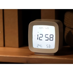 Zegar budzik z datą i temperaturą z funkcją drzemki lcd wilgoć w powietrzu