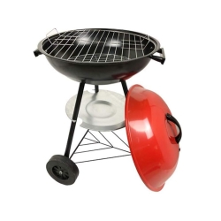 Grill węglowy brykietowy ogrodowy kółka pokrywa okrągły zamykany przenośny
