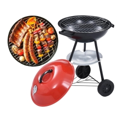 Grill węglowy brykietowy ogrodowy kółka pokrywa okrągły zamykany przenośny