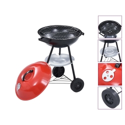 Grill węglowy brykietowy ogrodowy kółka pokrywa okrągły zamykany przenośny