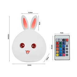 Lampka nocna dla dzieci led królik pilot rgb usb