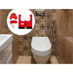 Świateczny zestaw łazienkowy mikołaj dywanik pokrowiec wc na deskę