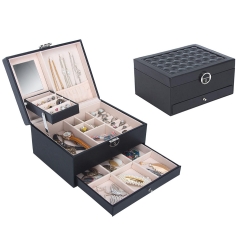 Szkatułka na biżuterię organizer pudełko lustro kuferek etui pojemny box